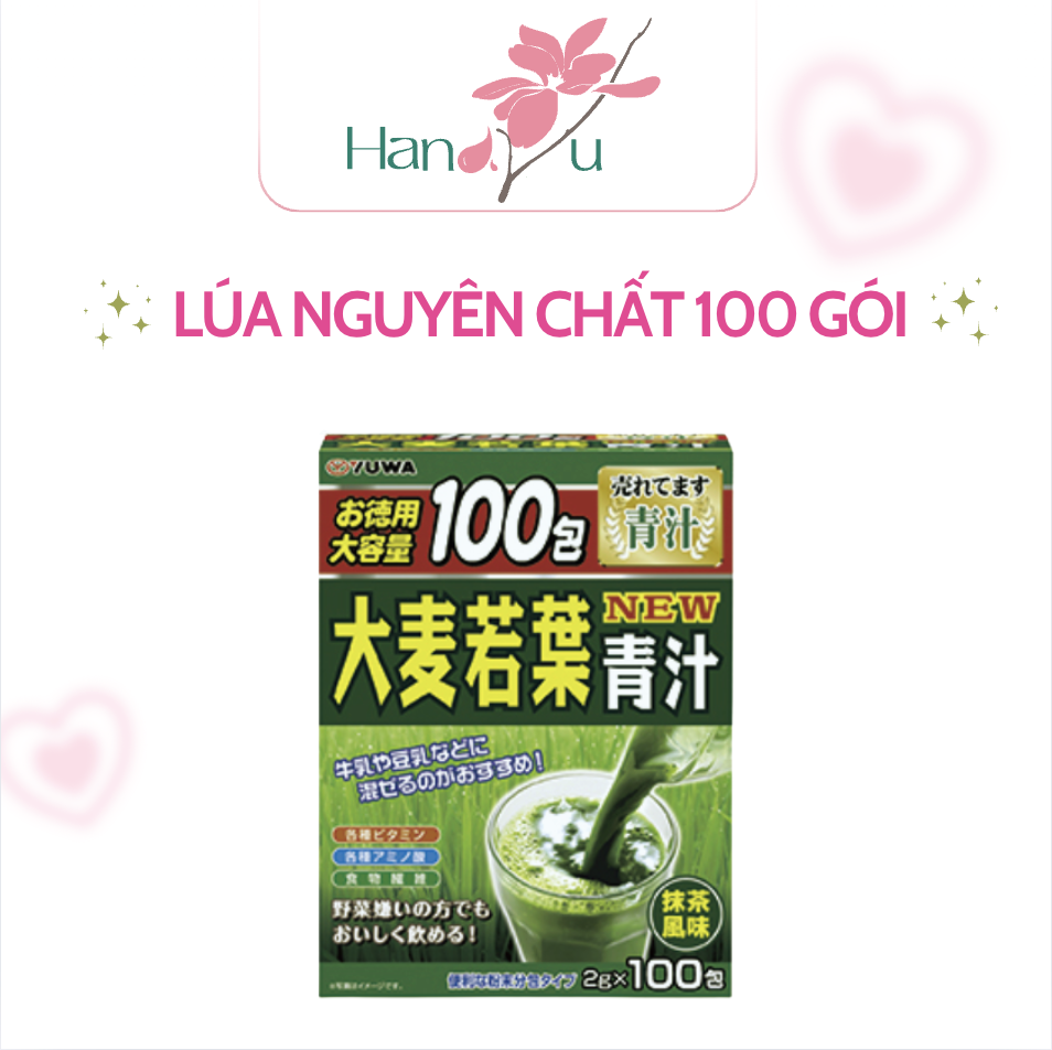 BỘT MẦM LÚA NON HỮU CƠ NGUYÊN CHẤT YUWA NHẬT BẢN, GIÚP THANH LỌC CƠ THỂ, THẢI ĐỘC, CHỐNG LÃO HÓA 100 GÓI